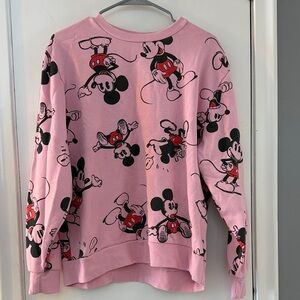 Disney Pink Mickey Mouse Crew Neck Sweatshirt